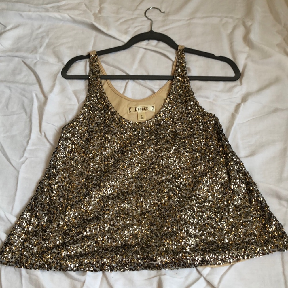 Gold Glitter Tank Top